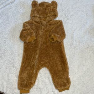 Fuzzy bear bunting suit footie